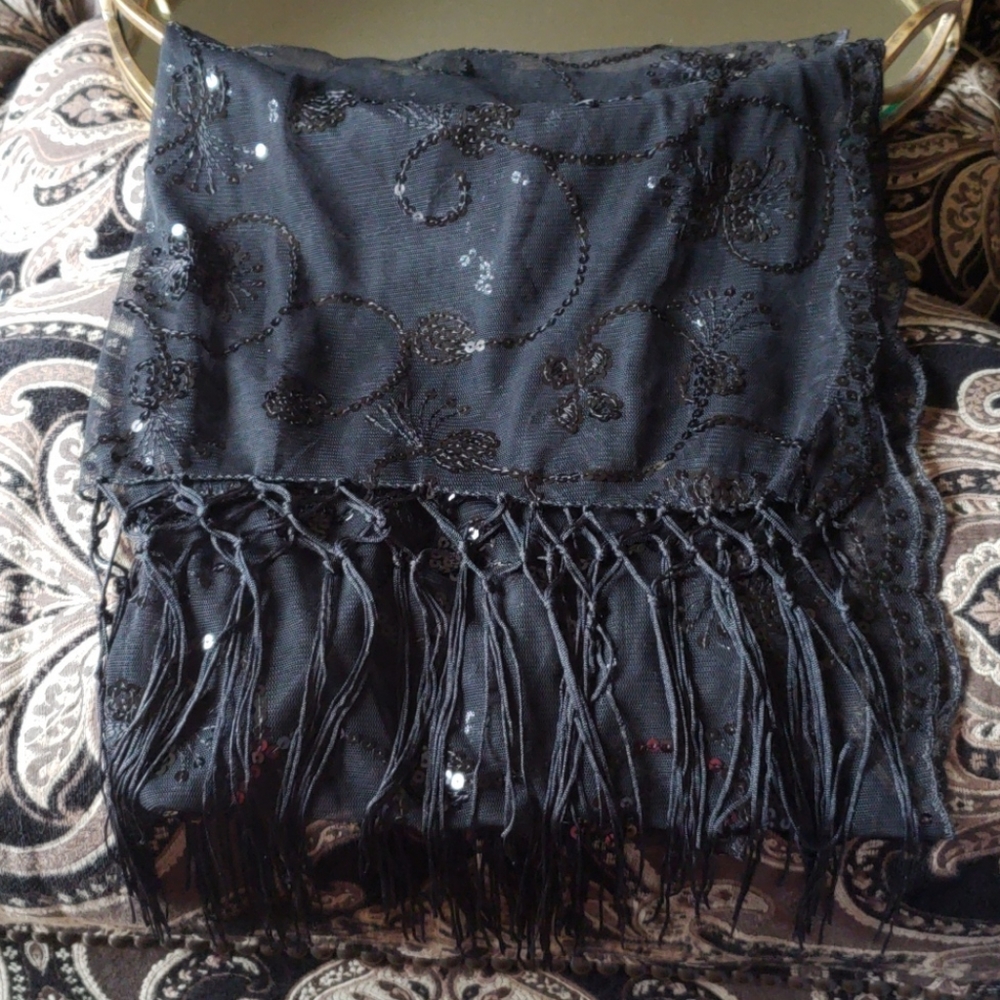 Black Sequined Scarf
